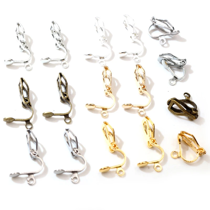 12x5mm 50 sztuk wysokiej jakości 6 kolorów Plated klip ucha DIY Handmade kolczyki ustalenia biżuteria ustalenia części hurtowych