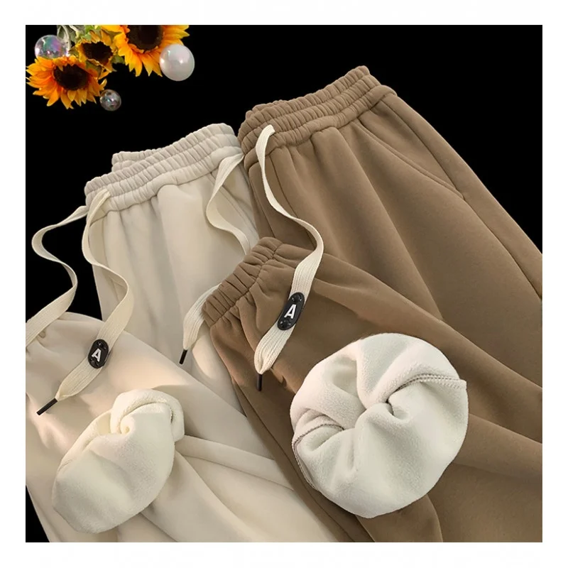 

Men's Fce Lined Thiened Sweatpants Autumn Winter Loose Cuffed Sports Pants Warm Winter Trousers Casual Faion Brand