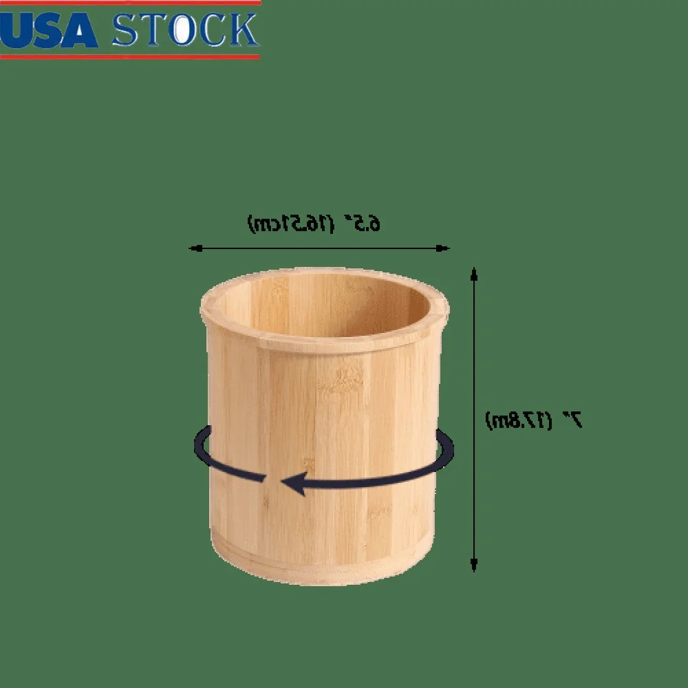 

Bamboo Utensil Holder with Swivel 360° Rotating Kitchen Organizer Natural Eco-Friendly Durable Storage Solution Spoons Ladles