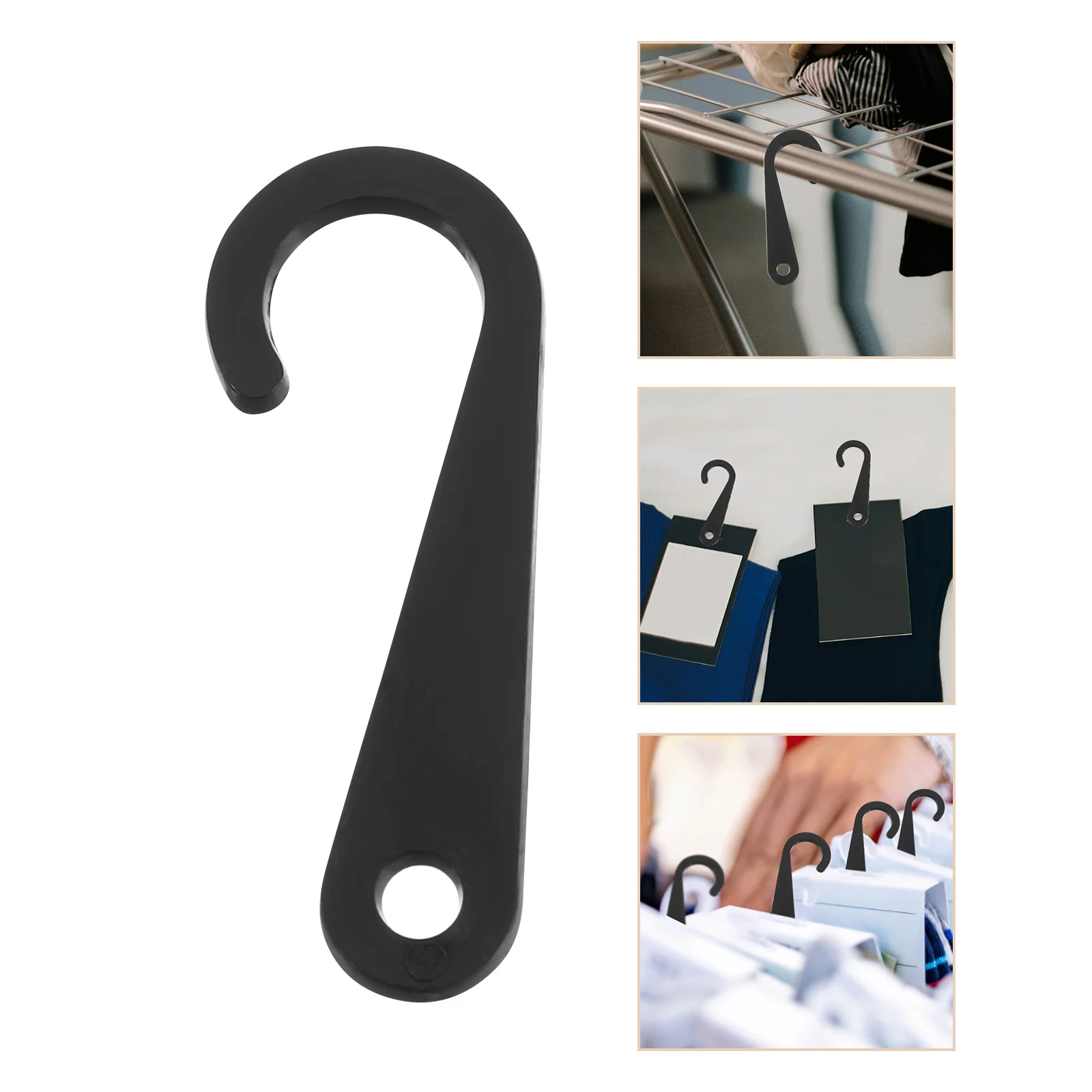 

500pcs Sock Display Hooks Black Plastic J-Shaped Hanging Hooks For Retail Sock Hat Glove Display Merchandising