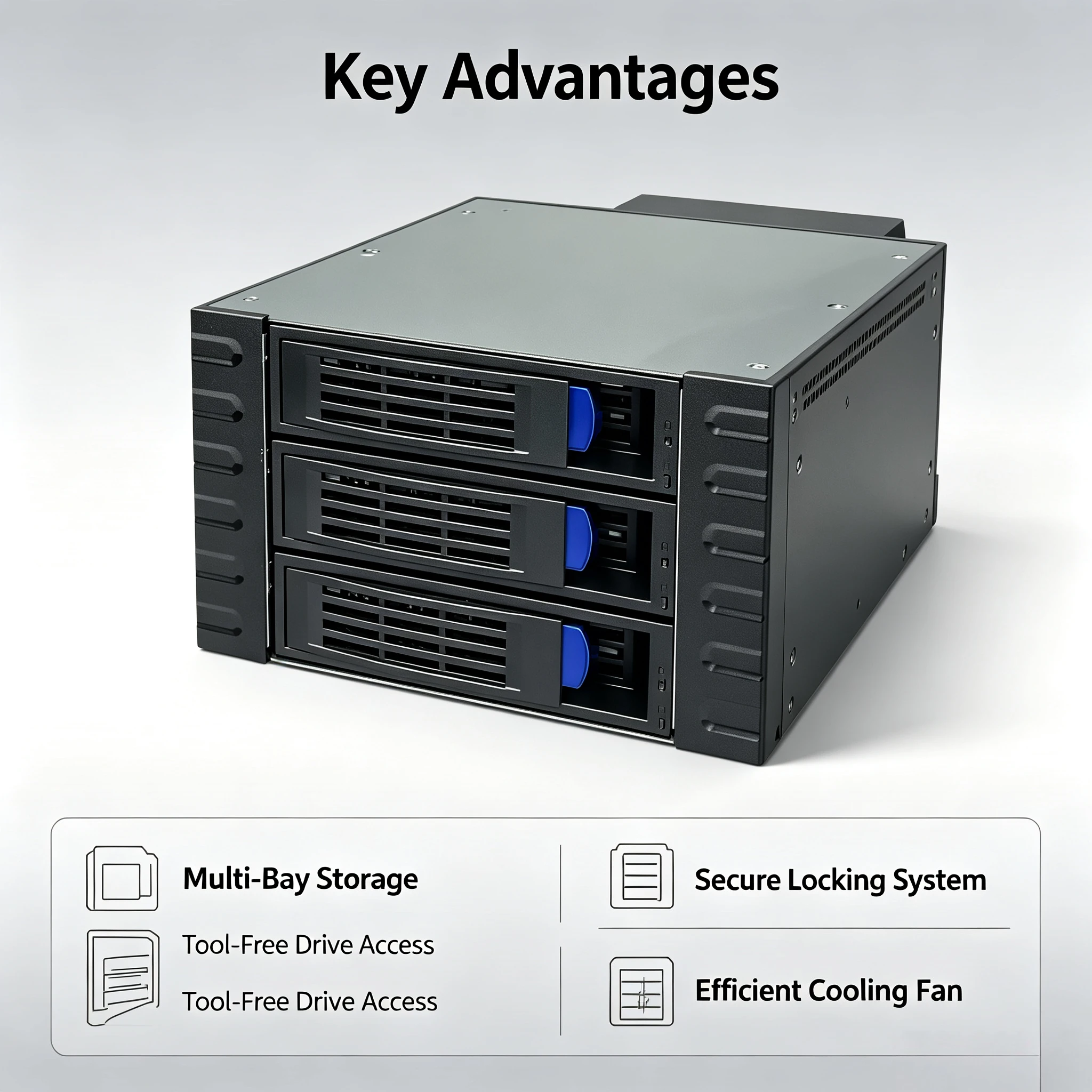 3-Bay 3.5 Inch SAS SATA Hot Swap Hard Disk Cage, 2 Optical Drive Space Hard Drive Expansion Module Internal Storage Rack