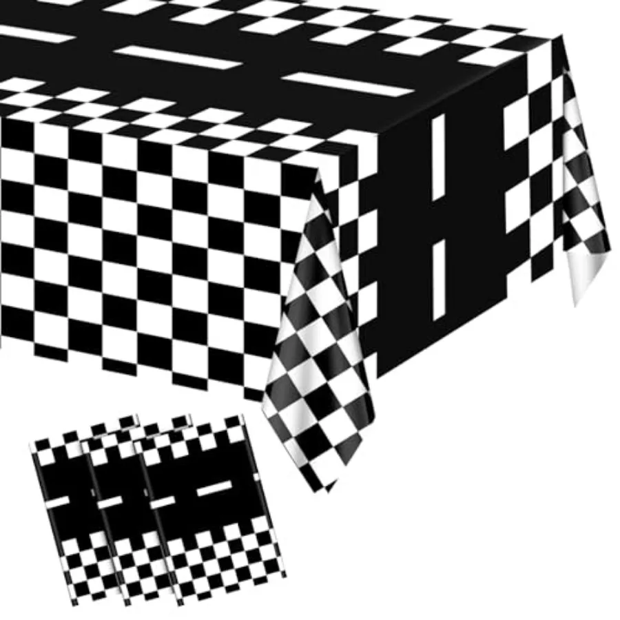 

Checkered Race Table Cloth Plastic Checkered Tablecloth Disposable Black and White Gingham Fast Check Theme Party Flag Covers f
