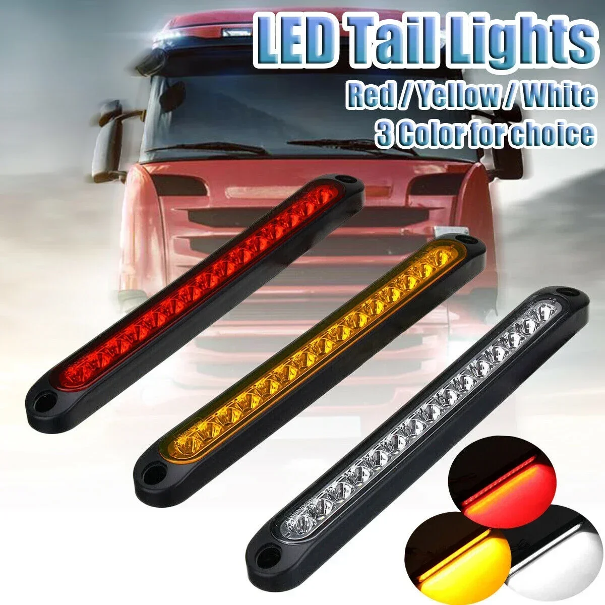 15LED Trailer Truck Caravan LED Rear Tail Light UTE Stop Brake Tail Reverse Light Ultra-Slim 12V 24V Yellow White Red