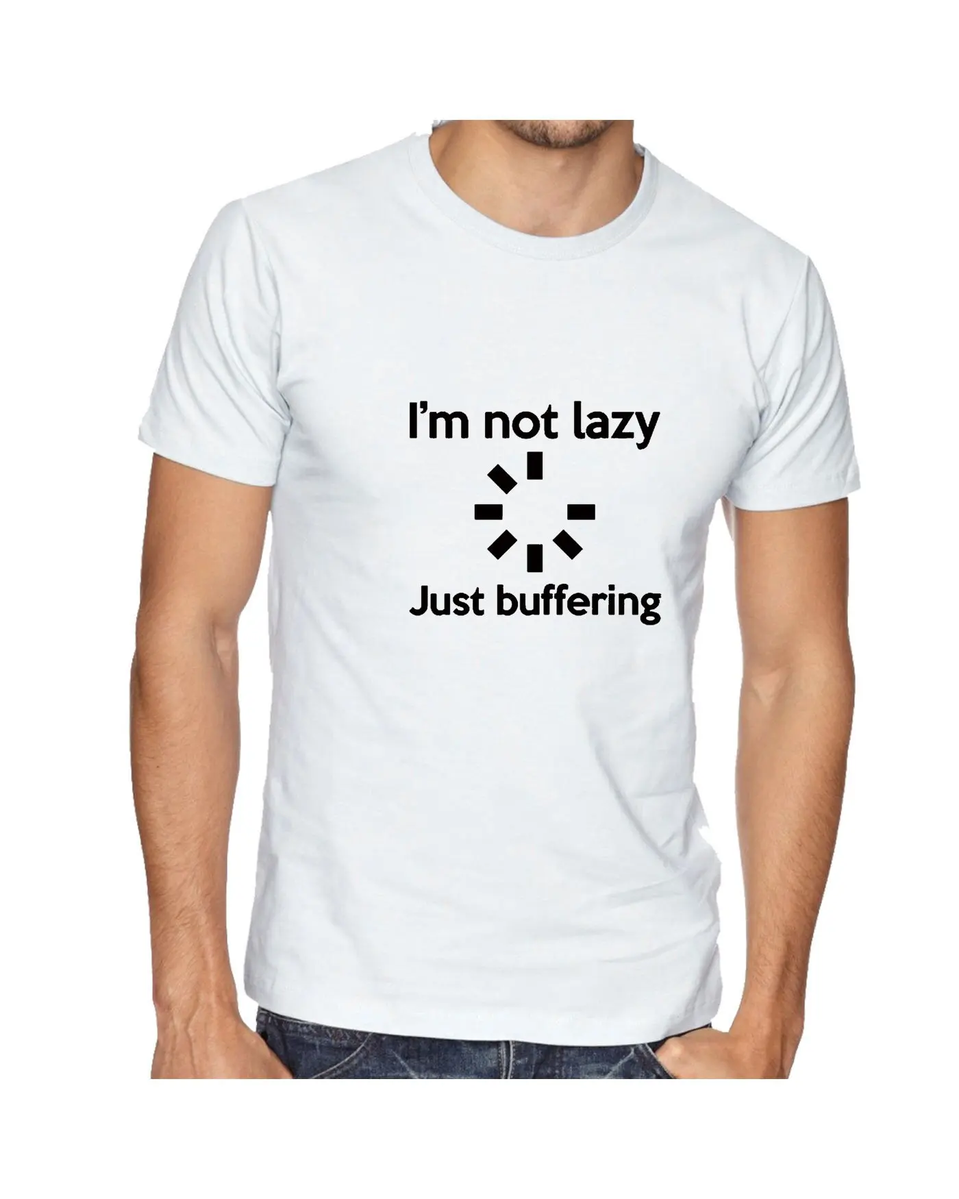 I'm not lazy just buffering funny T Shirt tee unisex top computer geek slogan gift mens womens ladies father