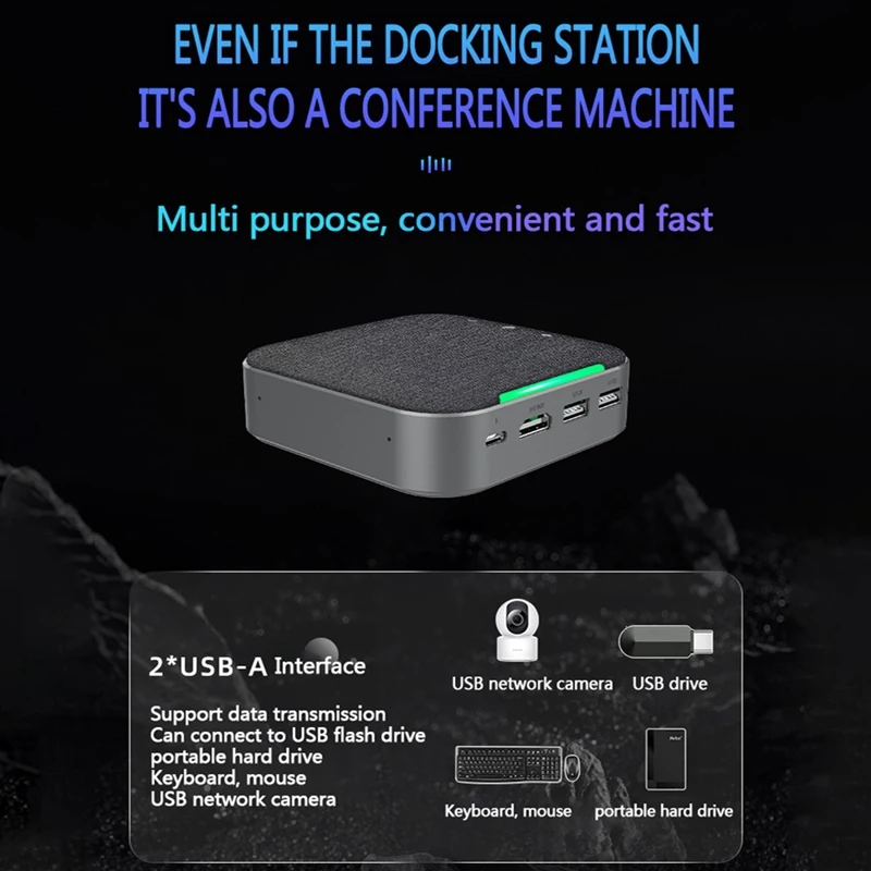 Smart Docking Station Conference Speakerphone Video Conference Omnidirectional Microphone Hub For PC Laptop Computer