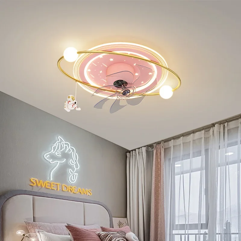 Petit ventilateur de plafond pour chambre d'enfant, lumière de ventilateur domestique d'astronaute