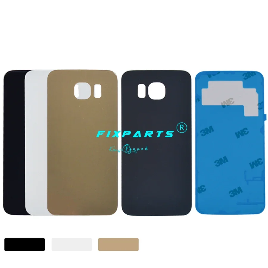 Tampa traseira de vidro para samsung galaxy s6, g920f, g920, g925, g928, borda s6 + borda s6 plus, adesivo adesivo