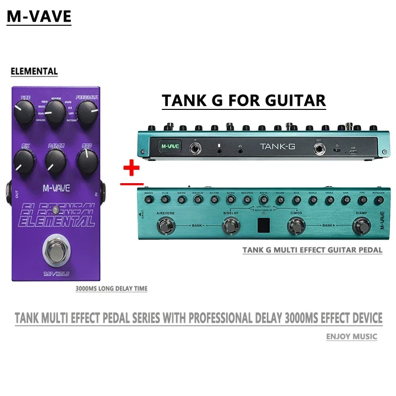 M Vave Tank G ピュアデジタルマルチエフェクトとギターペダルエフェクター リバーブディレイ MOD AMP 充電式リチウム電池内蔵