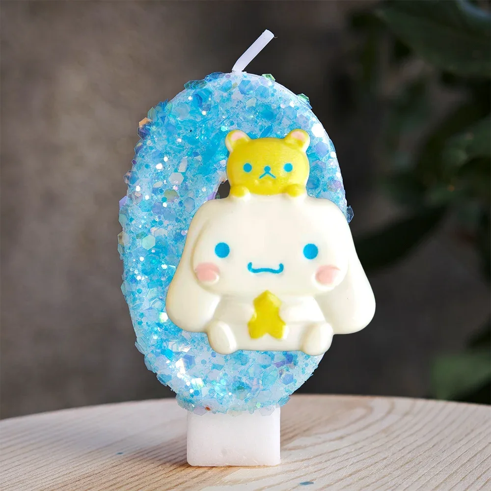 Kawaii Cinnamoroll Cartoon-Themen Glitzerkerze Kinder Geburtstagskerze Dekorationen Tortendekoration Baby-Shower Party-Zubehör – Detail 22