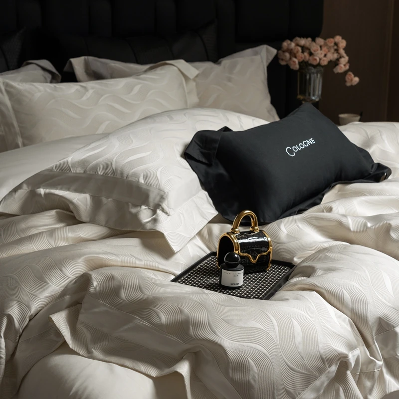 Luxury High Precision Jacquard Egyptian Cotton Bedding Set Double Queen King Size Duvet Cover Bed Sheet/Fitted Sheet Pillowcases