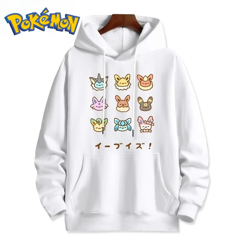Pokémon Handheld Game Eeveelution Printed Hoodie for Men and Women Autumn/winter New Y2K Harajuku Plus Size Casual Sweater Top