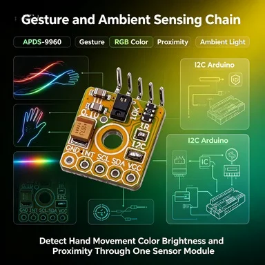 APDS9960 4-in-1 Gesture Recognition Sensor, RGB Light Proximity I2C Breakout for RPi