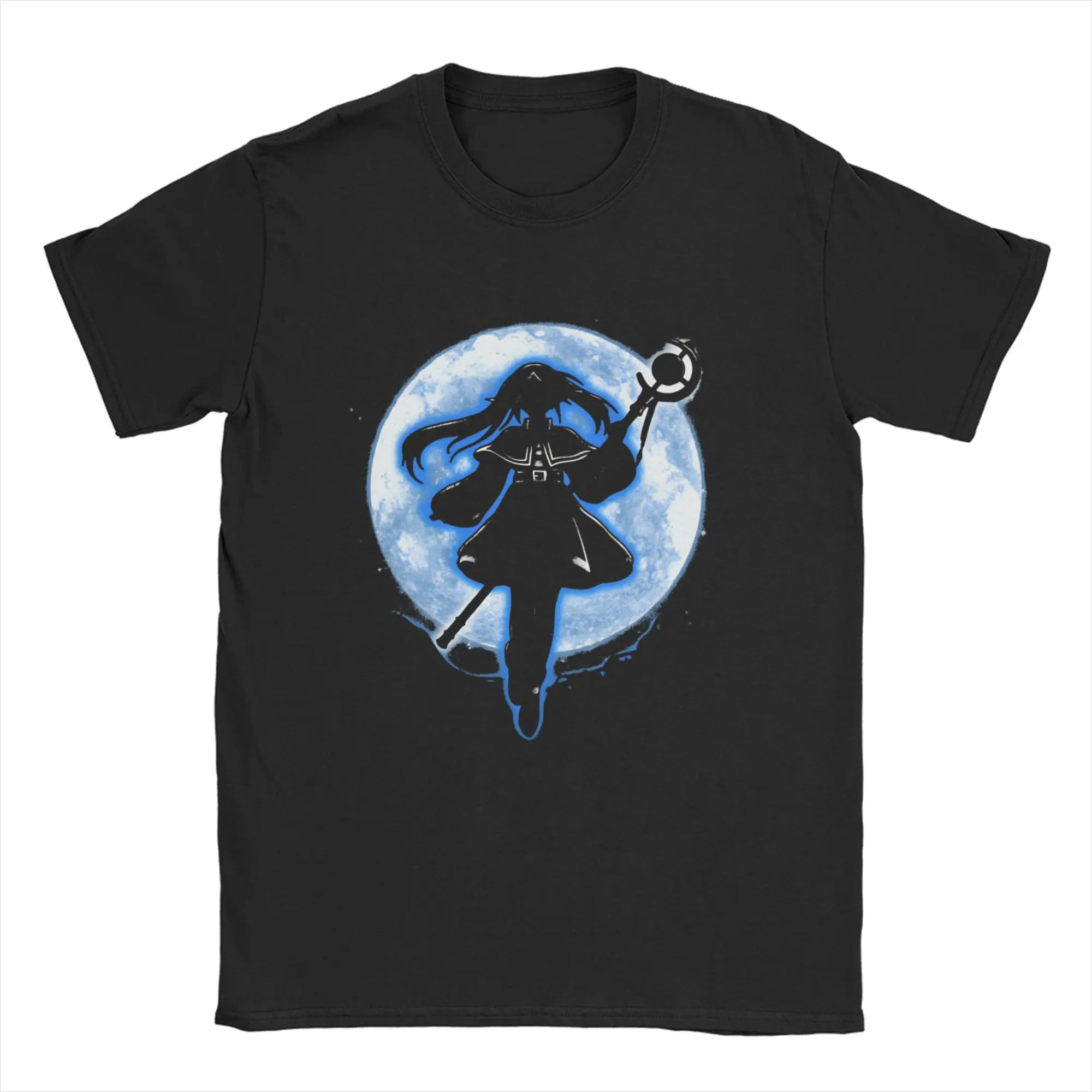 Camiseta Frieren Moonlight Mage para homens e mulheres, 100% algodão, camiseta engraçada, gola redonda, manga curta, roupas plus size