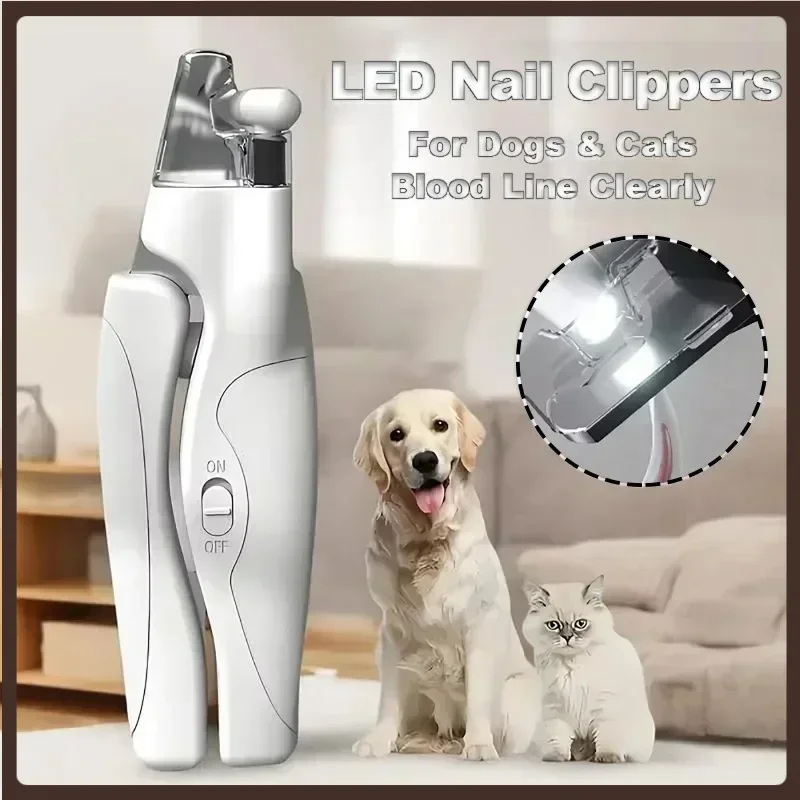 

LED Pet Nail Clippers Professional Cats Claw Blood Line Scissors Dog Nail Trimmer Grooming Cutter for Animals Pet Supply