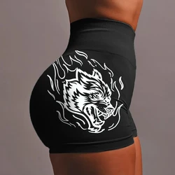 Darc She New Style Wolves High Waist Wolf Head Yoga Pants Push Up Sportwear Workout Fitness Yoga Wear Gym Running Short