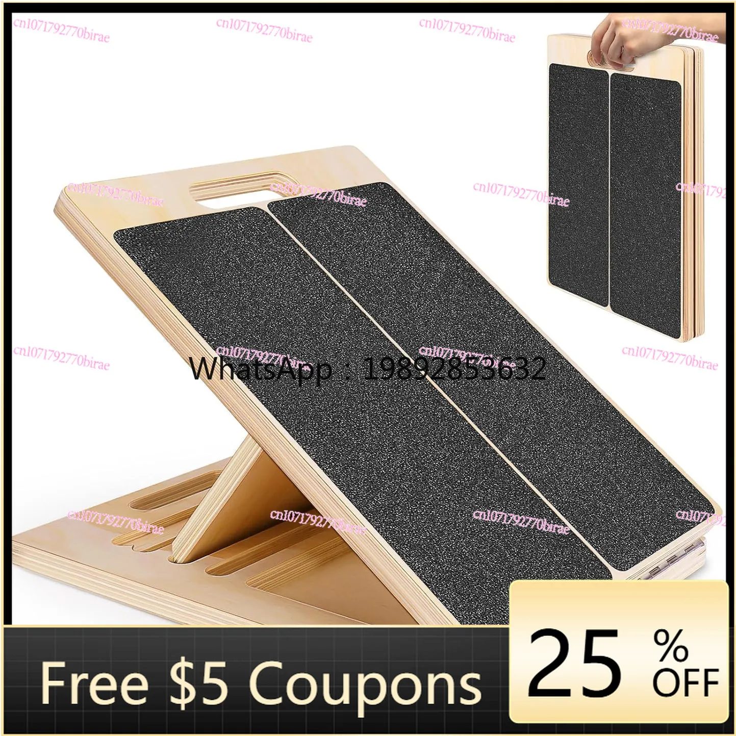 Wooden Tensile Board Calf Stretching Inclined Board Rehabilitation Training Inclined Board Adjustable Angle Fitness Equipment