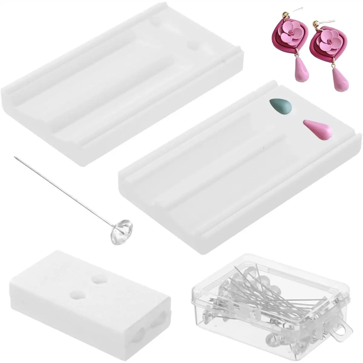 【2026 TOP Global】▼△◑Polymer Clay Bead Roller & Hole Maker Set, Clay Earring Mold and Piercing Tool Kit for Jewelry Making,Clay C