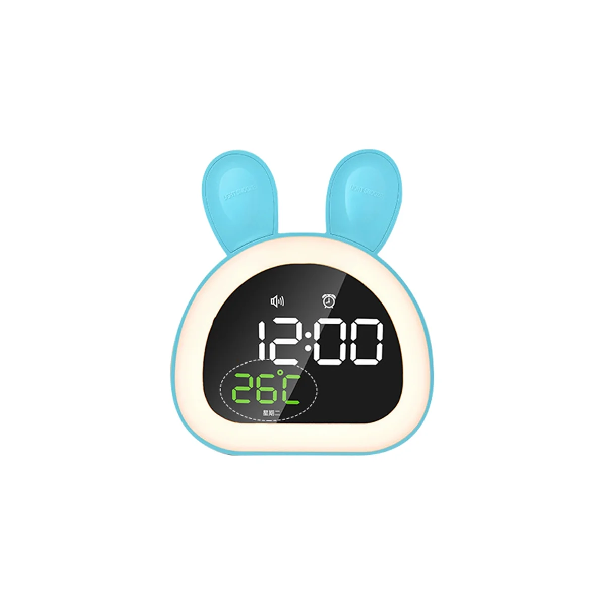 

Rabbit LED Digital Alarm Clock Electronic LED Display Sound Control Cute Mute Night Lamp Desk Clock -Blue