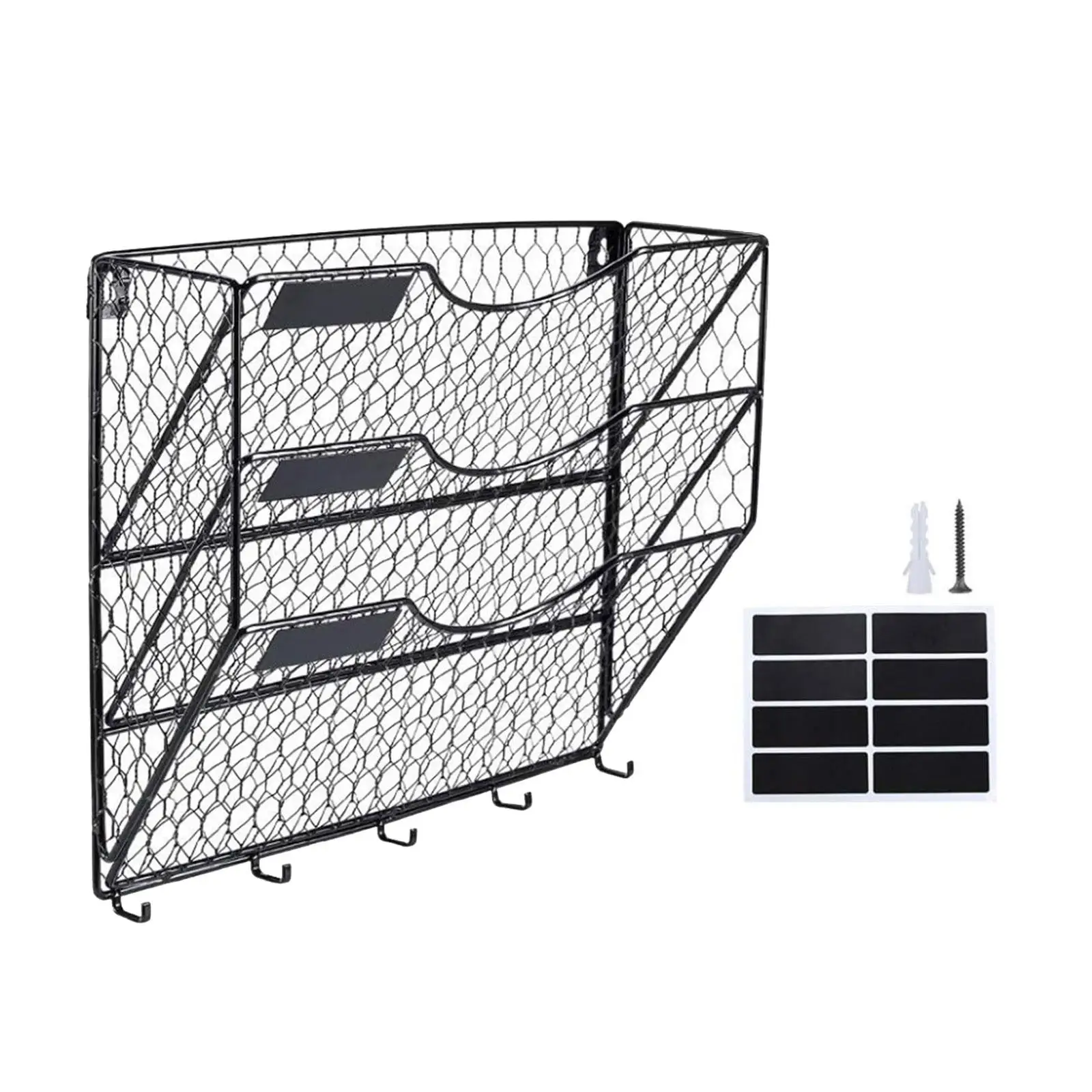 3-Tier Mesh Wall File Houder Multifunctionele Literatuur Metalen Document Organizer Voor Woonkamer Huis Studeerkamer Slaapkamer Appartement