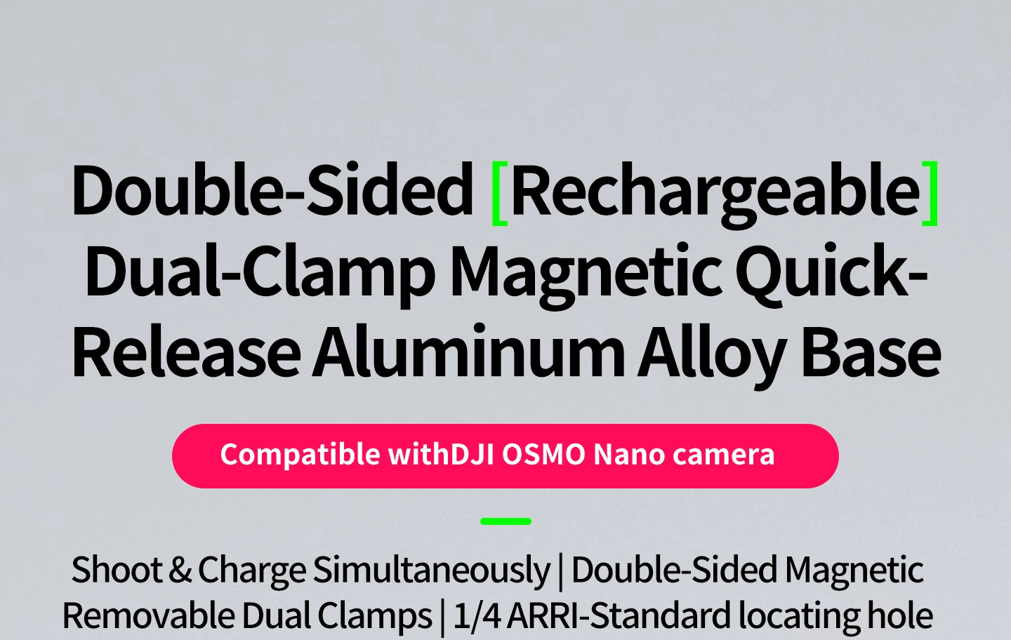 Langlebige Aluminium-Magnetische Schnellverschluss-Ladestation für DJI Osmo Nano Action-Kamera Magnet-Doppelbefestigung Kugelkopf Fahrradhalterung – Detail 14