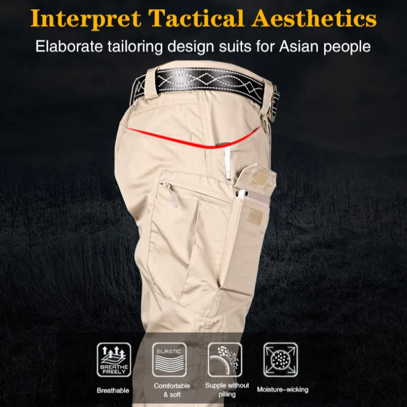 Pantalones de entrenamiento de combate elásticos para hombre, pantalones Cargo informales ligeros resistentes al desgaste, pantalones deportivos multibolsillo para senderismo al aire libre