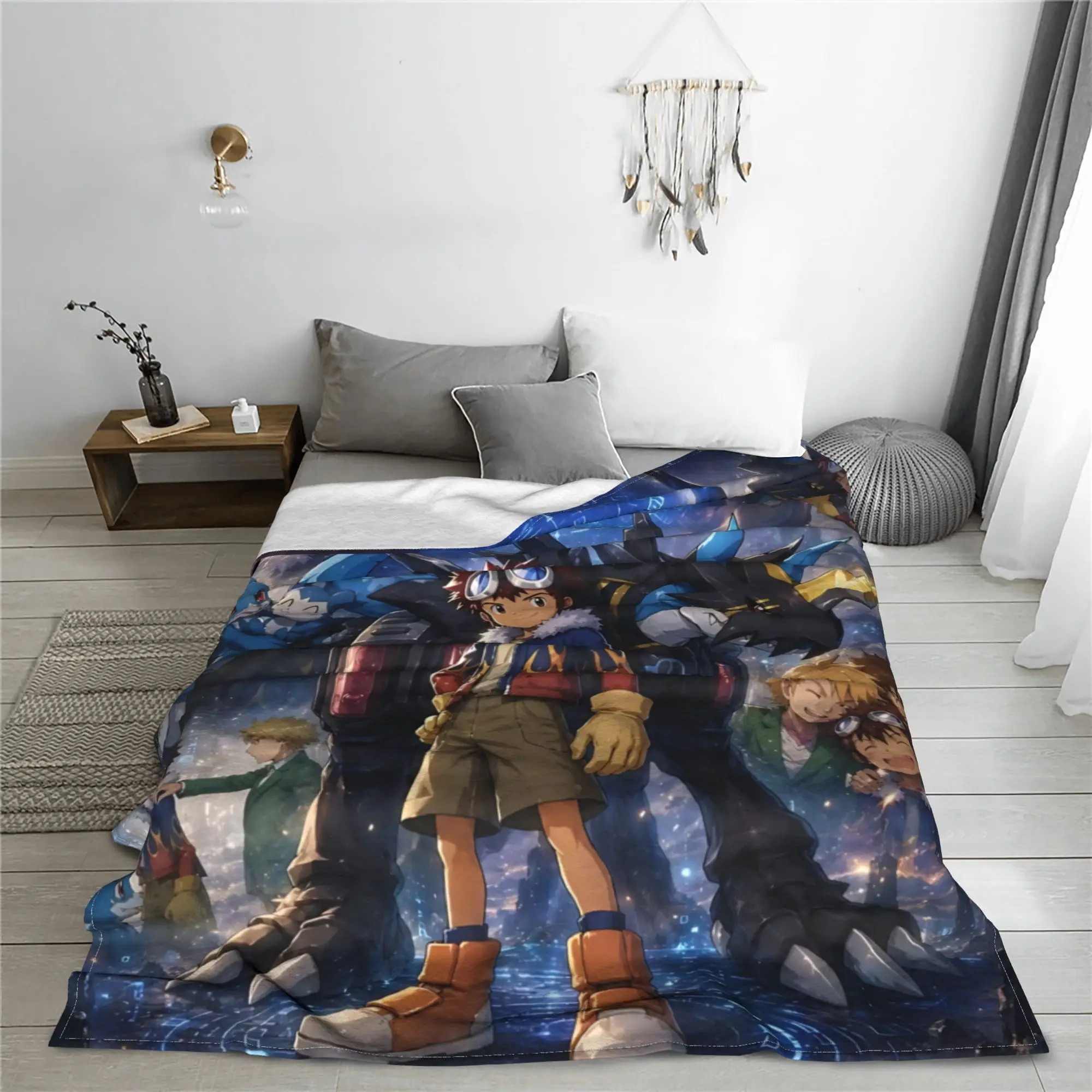 1PC Home Digimon Adventures Blanket Throw Blanket  Novelty Warm Blanket All Season Gift