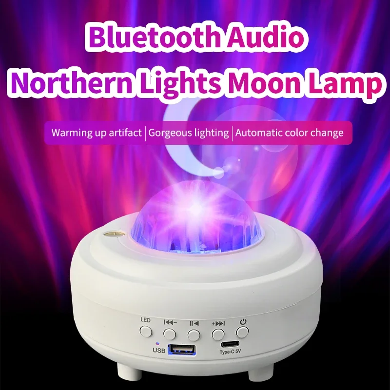 Moon Night Light Wireless Bluetooth Speaker RGB Strobe Laser Projector Rechargeable Party Light Bar Atmosphere GIft For Friend