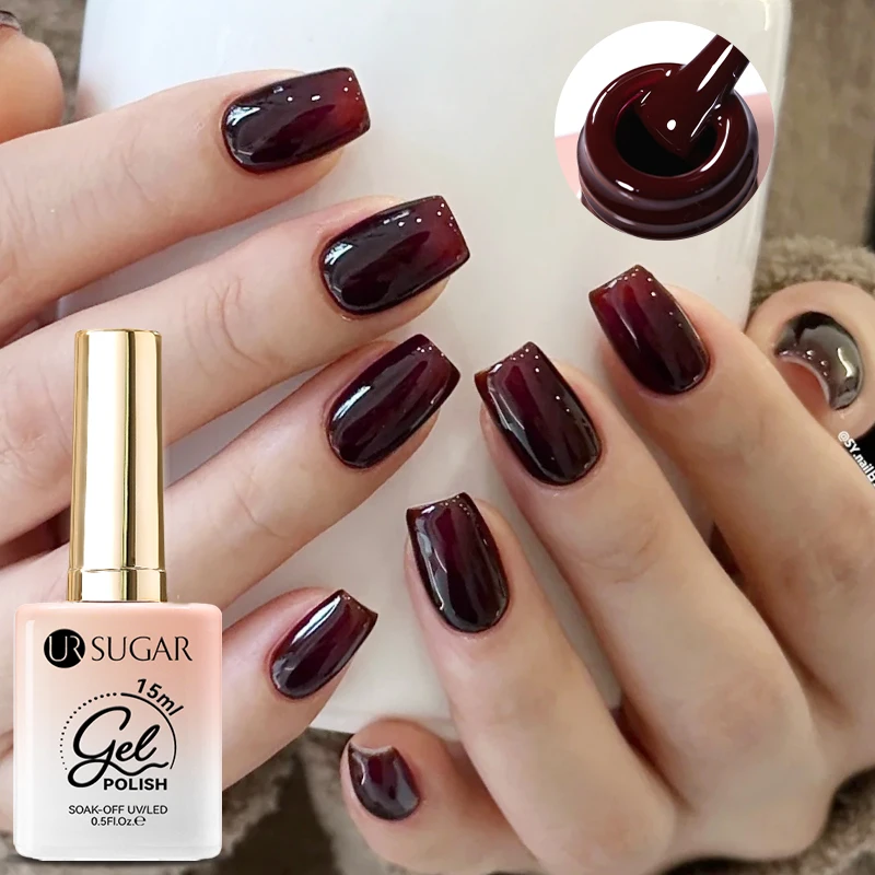 UR SUGAR 15ml Autumn Winter Blood Red Glitter Nail Gel Polish Semi-permanent Varnish Soak Off Nail Art Base Top Coat UV LED Gel