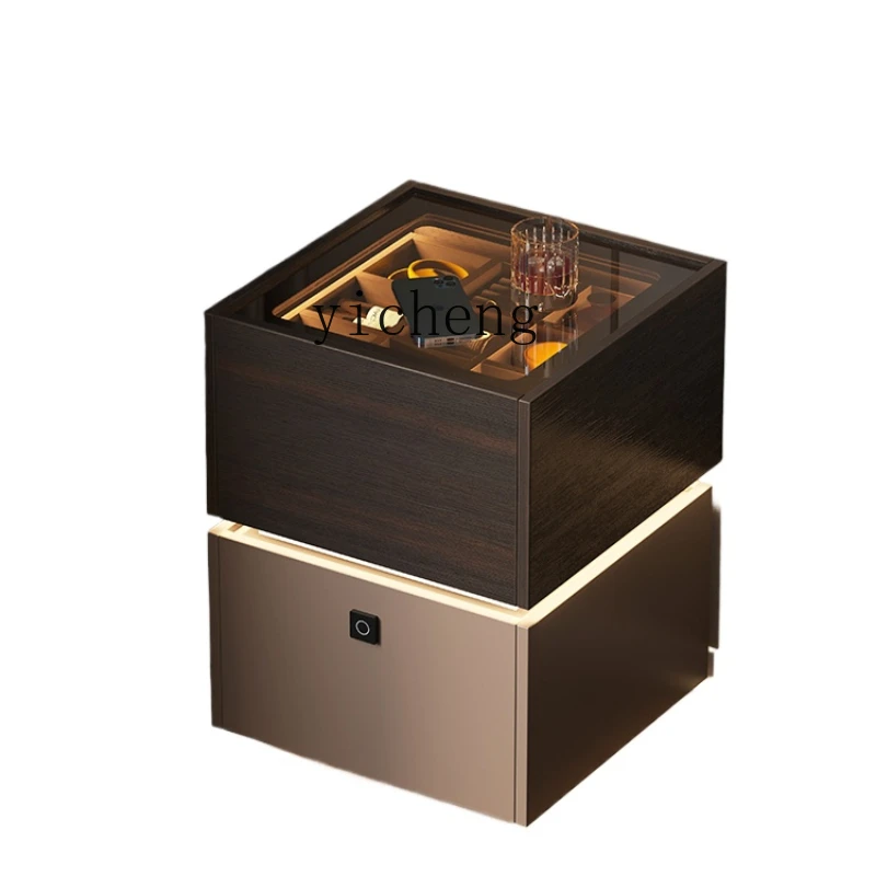 ZK Fingerprint Lock Bedside Table Safe Box Integrated Household Bedroom Light Luxury Advanced Sense Smart Bedside Cabinet