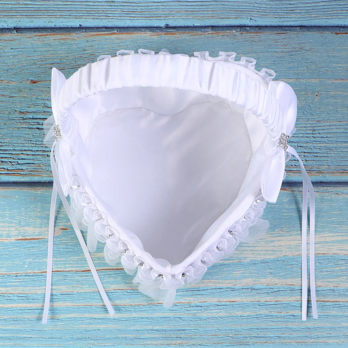 Elegant Rhinestone Flower Basket Heart Design Wedding Petal Basket Romantic Ceremony Decor Western Style Compact Carry Bag