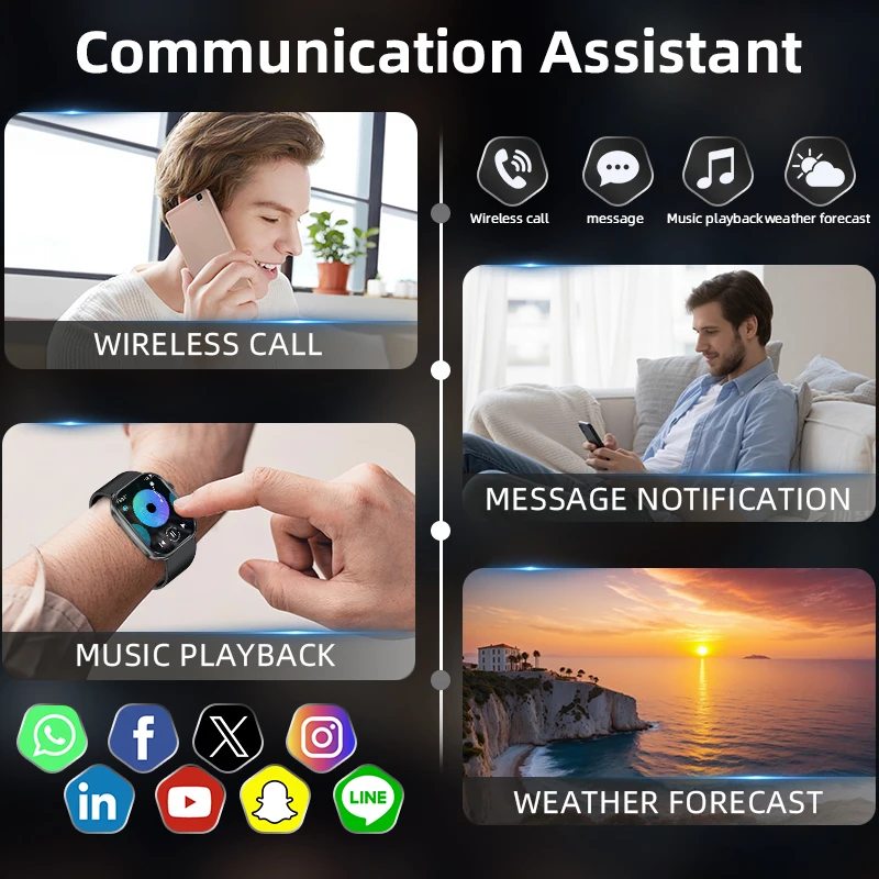 LIGE New Smartwatch Men Women AI Voice Bluetooth Call Sport Fitness Health Monitor Watches 2.01” HD Large Screen Smart Watch Man