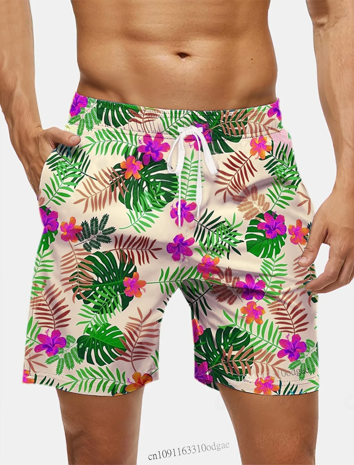 

2025 New Men Shorts Beach Shorts Quick Drying 3D Printed Retro Flower Pattern Hawaii Swim Surfing Shorts Men's Board Shorts