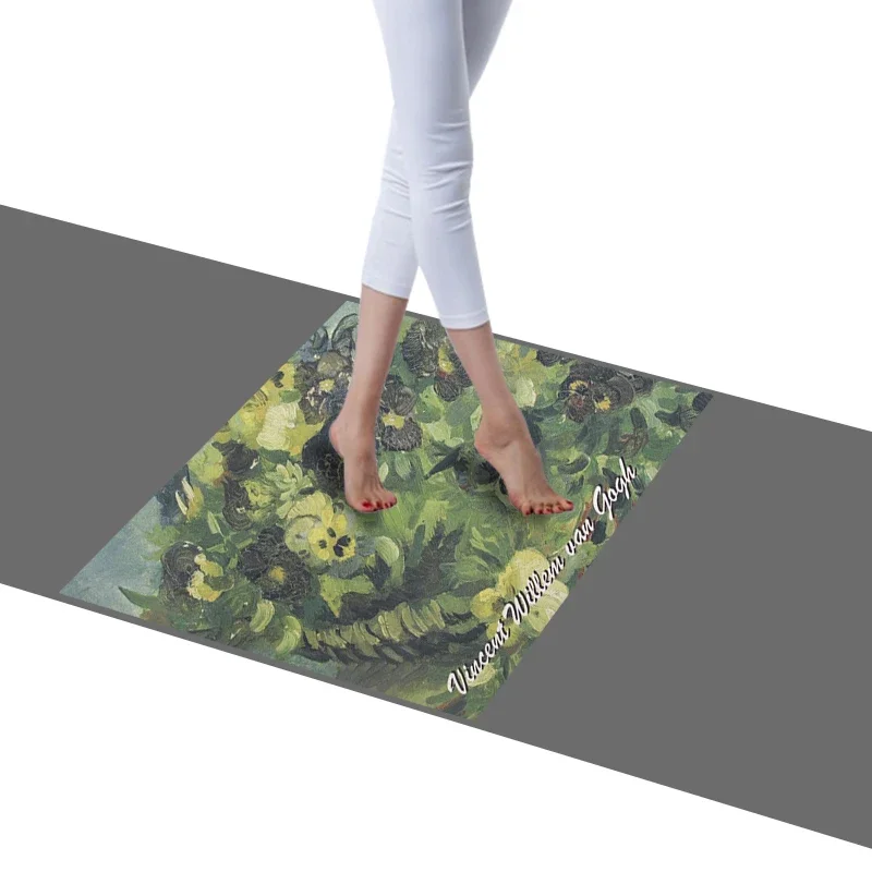 Yoga Mat 40x60cm Meditation Handstand Fitness Knee Protection Mini Support Mat Floral Oil Painting Color Anti-slip Balance Pad