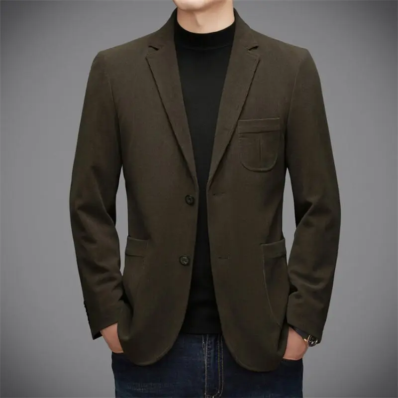 

1-A144 nd Winter New Middle-aged Men's Casual Woolen Suit Single Western Jacket Simple Corduroy Suit for Dad