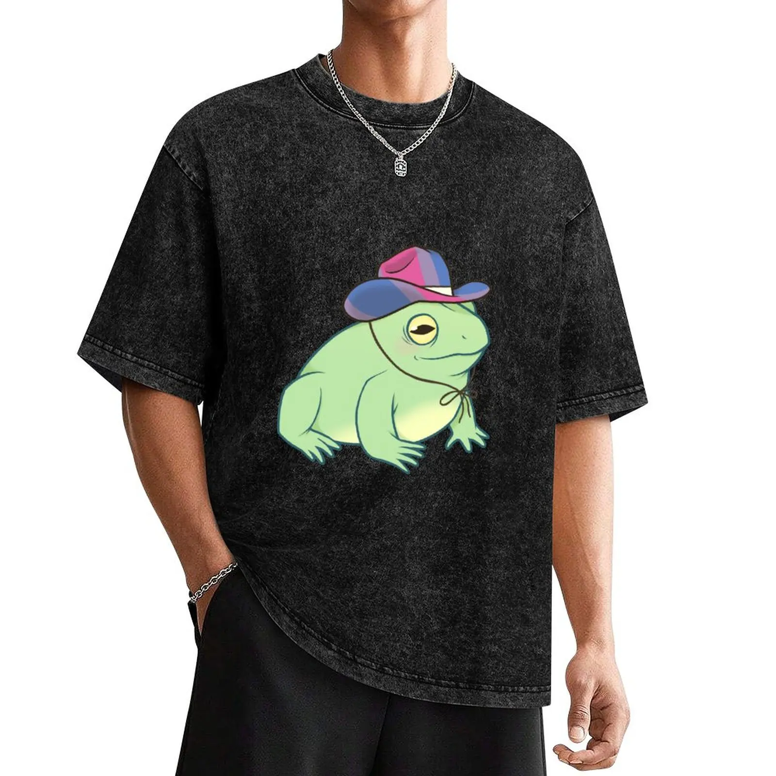 

Bisexual Pride Cowboy Frog T-Shirt for a boy custom shirt Aesthetic clothing new edition mens designer clothes