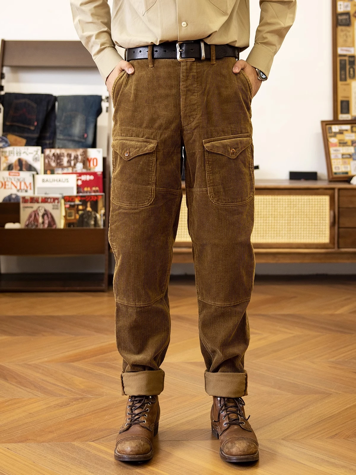 Red Tornado \'Lumberjack\' Trousers Relaxed Tapered Fit Vintage Corduroy Work Pant