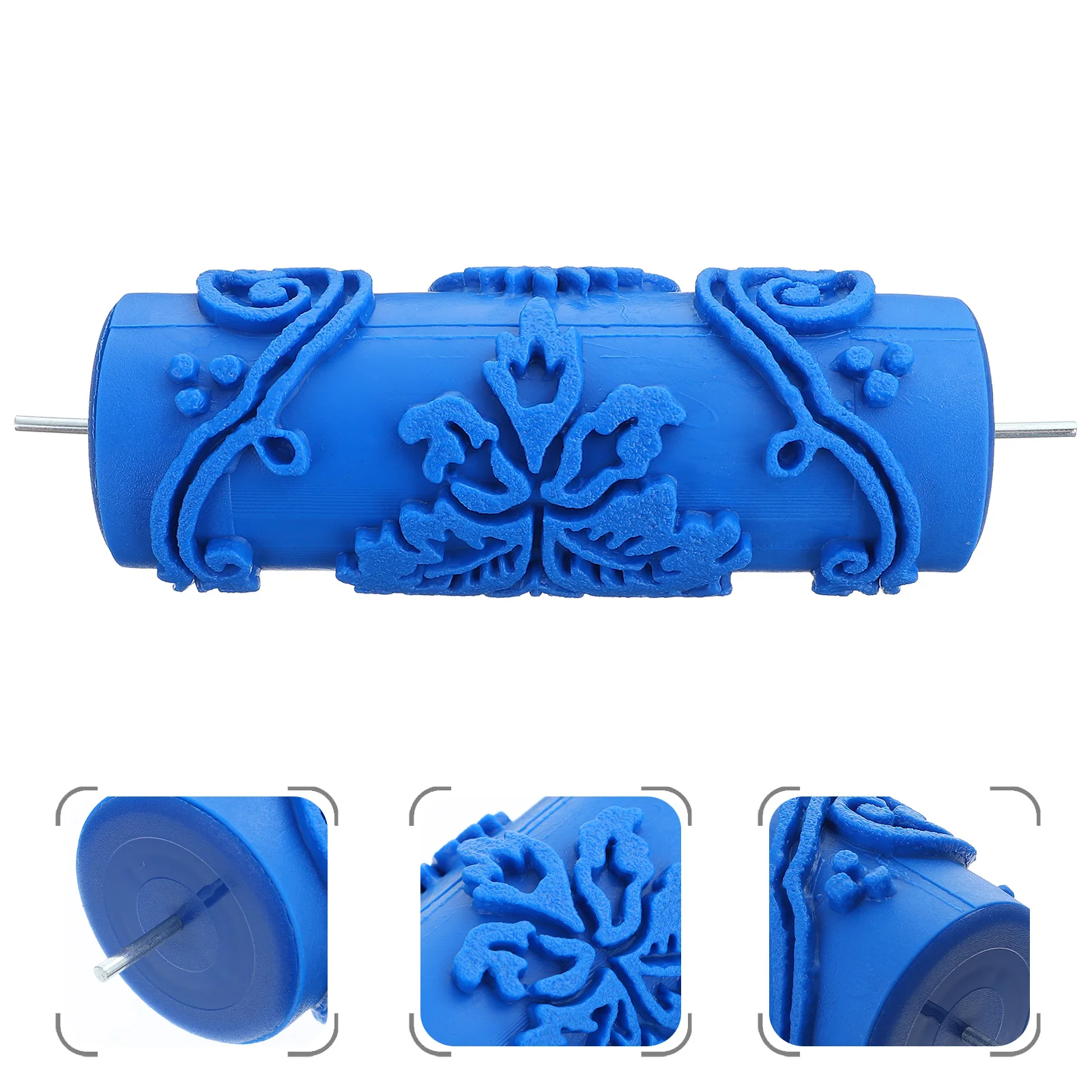 

5-inch DIY Wall Decoration Empaistic Flower Pattern Paint Roller Painting Roller (Blue)