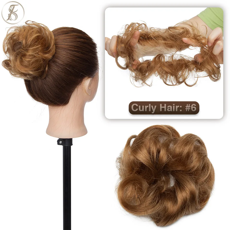 TESS 17g/23g Haar Brötchen Chignon 100% Menschliches Haar Lockiges Haar Elastische Donut Pferdeschwanz-haar Extensions Wrap natürliche Farbe Haarteil – Detail 24