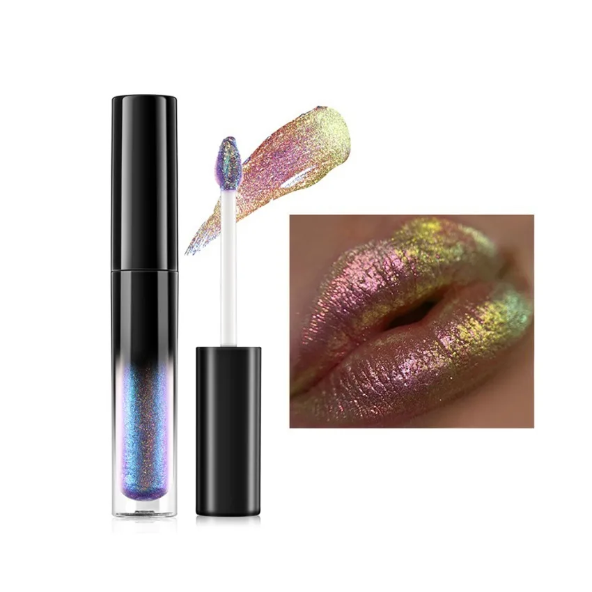 

4-color Chameleon Metallic Lip Gloss Custom Logo Pigment Long Lasting Non-stick Waterproof Private Label Makeup Wholesale Vegan