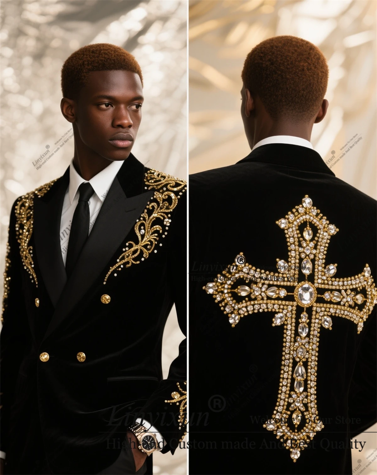 

Designer's Style Diamond Ornament Men Suit 2 Pieces Groom Male Blazers Customized Wedding Tuxedos High End Slim Fit Ropa hombre