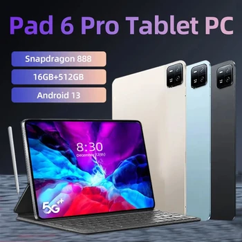 2024 Original Global Version Pad 6 Pro Tablet Snapdragon 888 Android 13 HD 4KTablet PC 16GB+512GB 5G Dual SIM Card WIFI Mi Tab