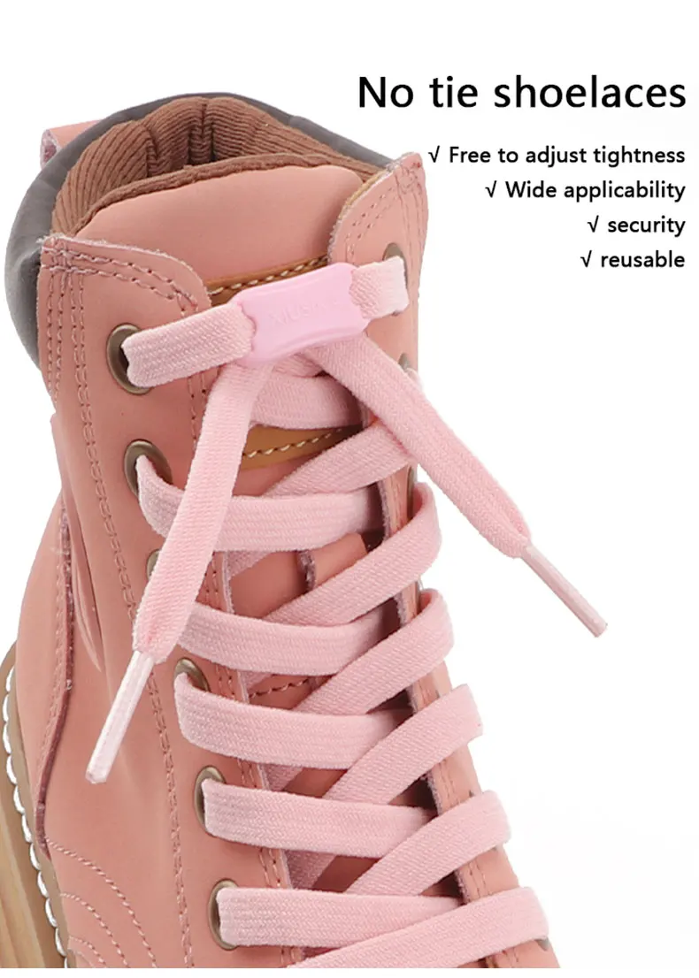 Elastische flache Schnürsenkel ohne Krawatte für Kinder und Erwachsene, verstellbare, gebundenlose Schnürsenkel ohne Krawatten, Schnürsenkel für Sneakers, Stretch-Schnürsenkel – Detail 1