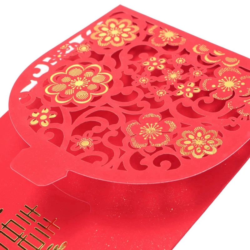 50PCS Chinese Red Envelopes Lucky Money Envelopes Wedding Red Packet For New Year Wedding (7X3.4 In)