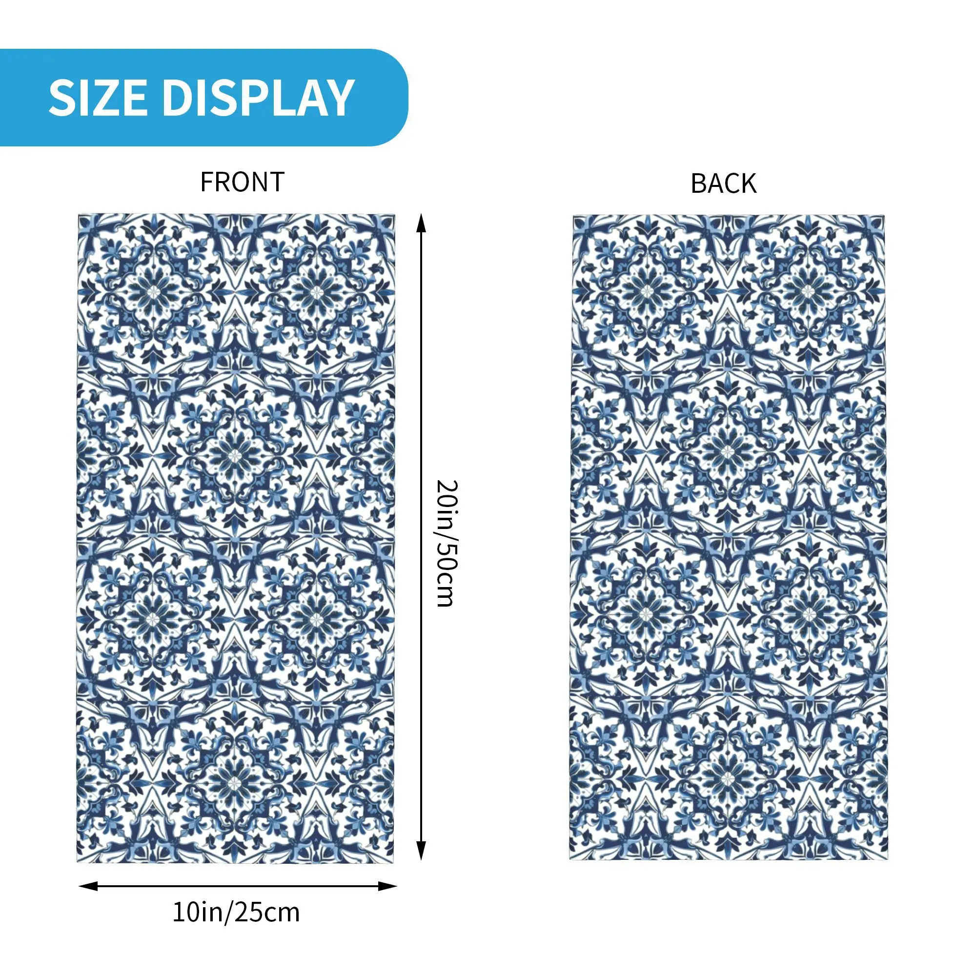 Blauw en wit Majolica-patroon Bandana Nekhoes Magische sjaal Multifunctioneel bivakmuts Wandelen Vissen Unisex Volwassen Ademend
