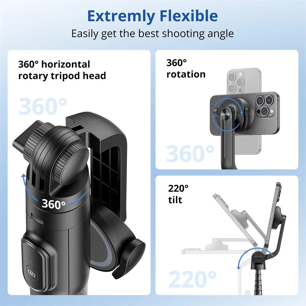 حامل ثلاثي القوائم عصا سيلفي مغناطيسية 2025 مع جهاز تحكم عن بعد لاسلكي 1.6 متر حامل هاتف قابل للتمديد لهاتف iPhone 16 15 14 13 12 11 Series Android