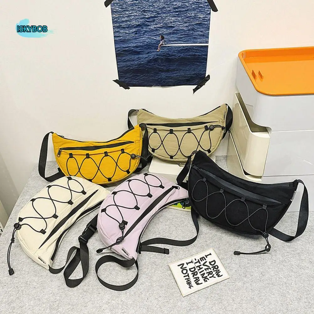 

Simple Large Capacity Nylon Crossbody Bag Waterproof Zipper Crossbody Chest Bag Square Fanny Pack Single Shoulder Bag Gift