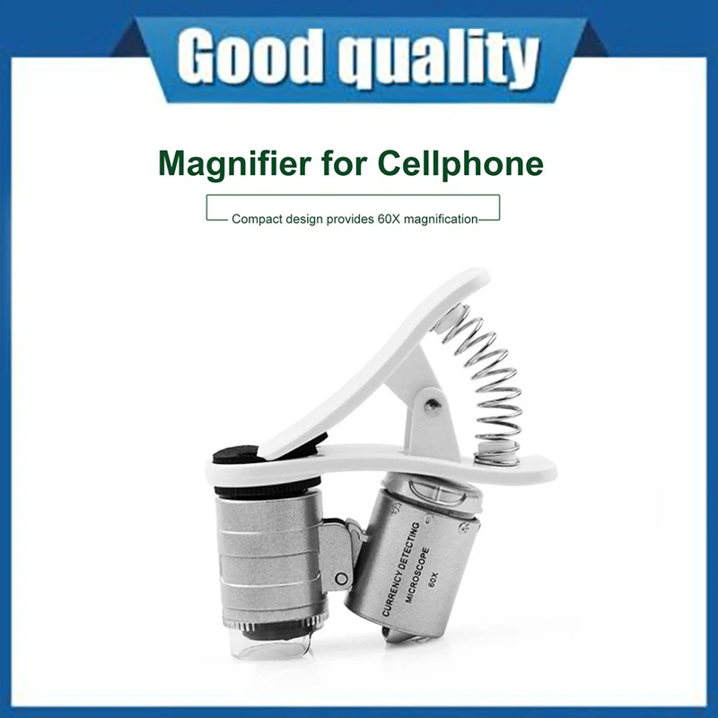 حار 60X كليب على الهاتف المجهر المكبر العالمي المشبك المجهر مع أضواء LED/الأشعة فوق البنفسجية تحديد تحفة المجوهرات