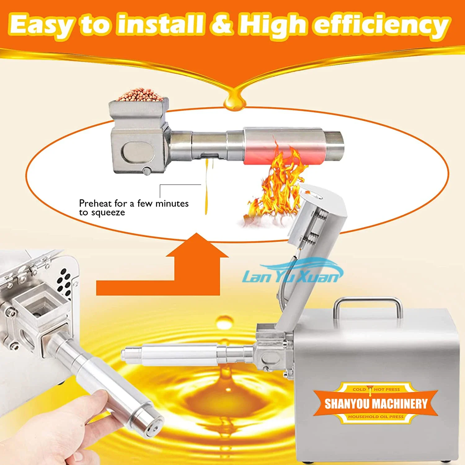 50HZ 60HZ Home Oil Press Machine Mini Durable 0-300 Degree 810w 3-5kg/h Small  Expeller