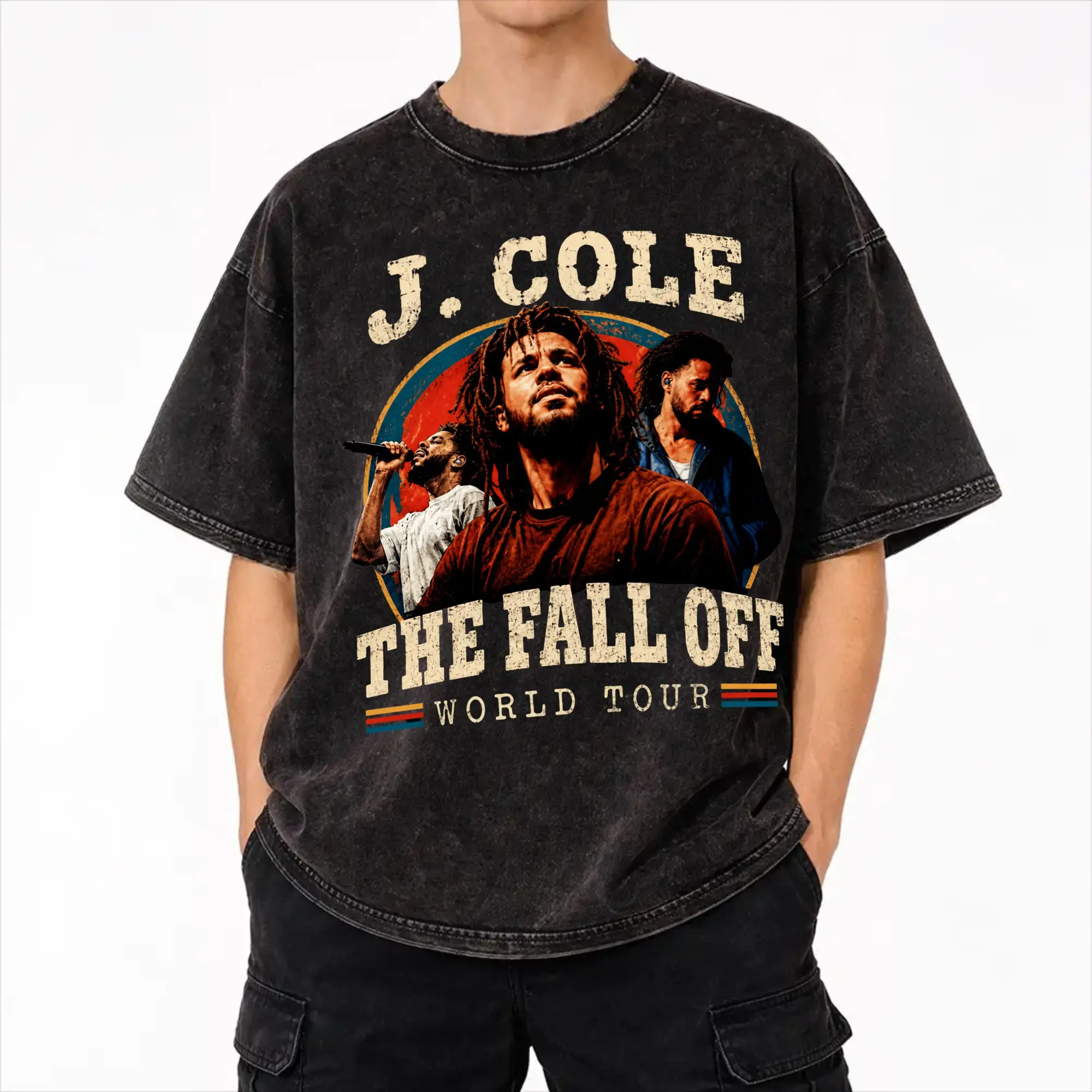 Summer J Cole The Fall Off 2026 Tour Washed T Shirts Merch Harajuku T-Shirts  for Men Women Tee