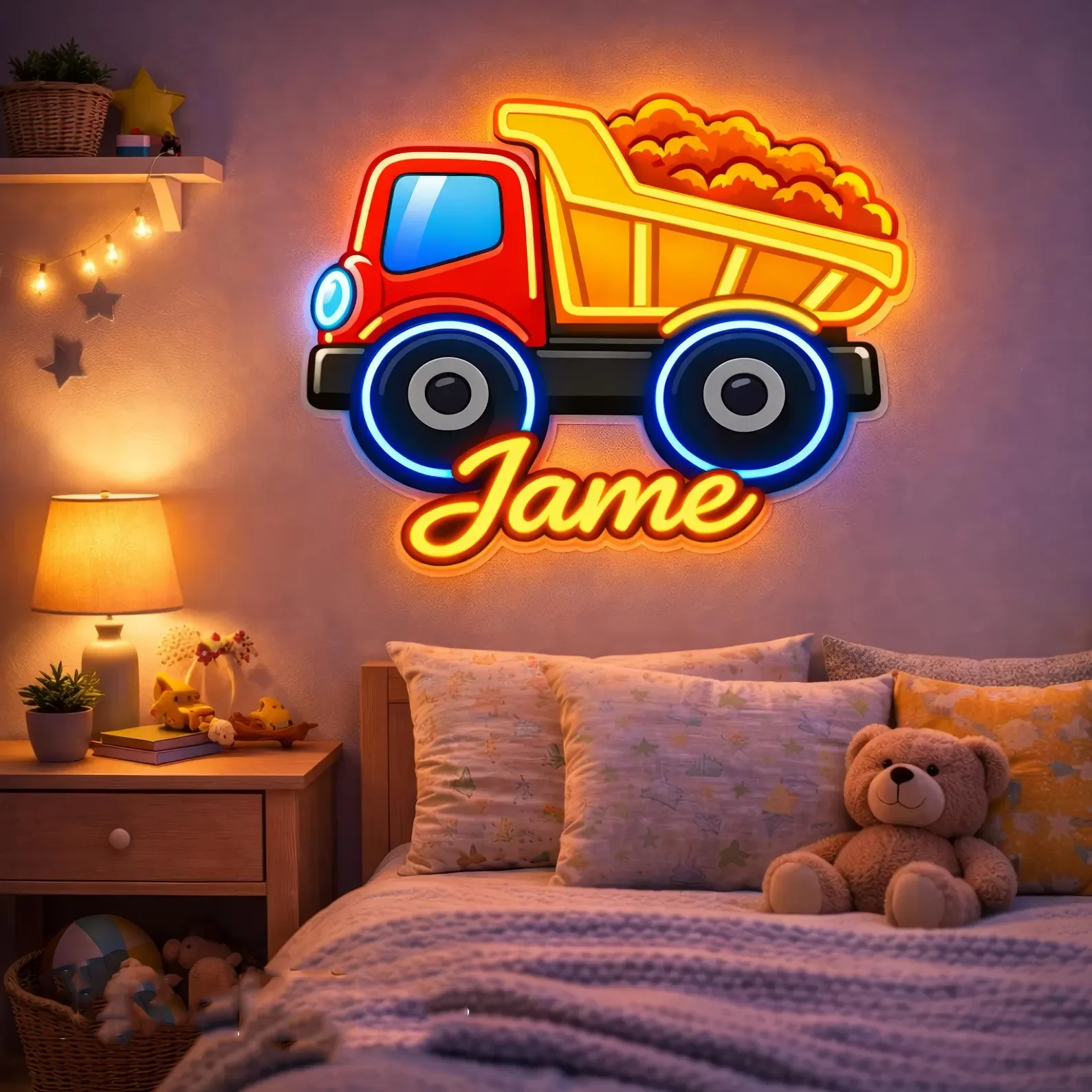Custom Car Racing Champion Name Neon Sign , Personalized Newborn Toddler Gift, Nursery And Bed Room Wall Art  Decor